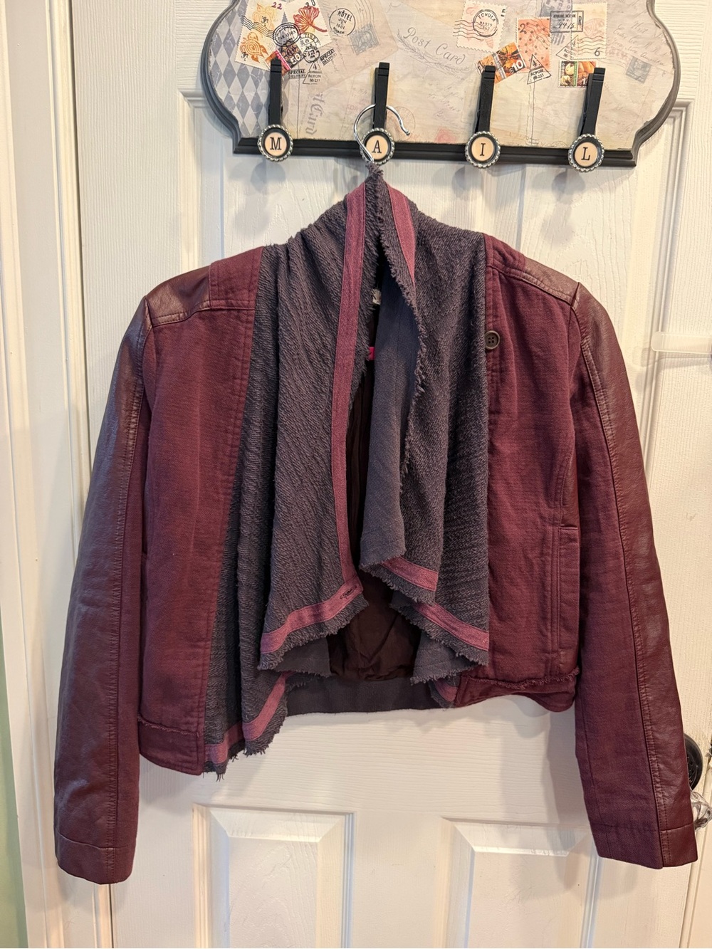 Miss me burgundy leather jacket